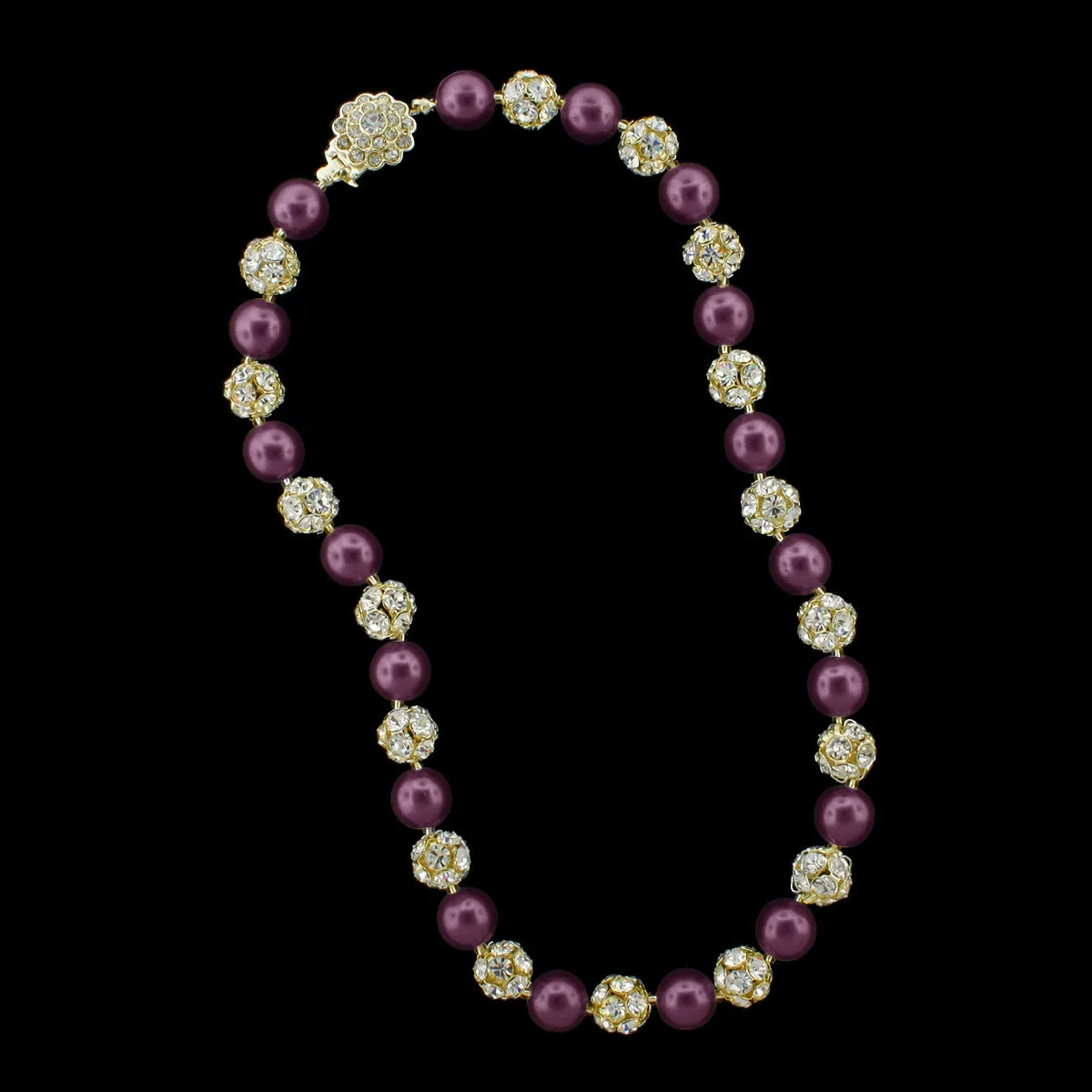 10mm Pearl & Rhinestone Bead Necklace