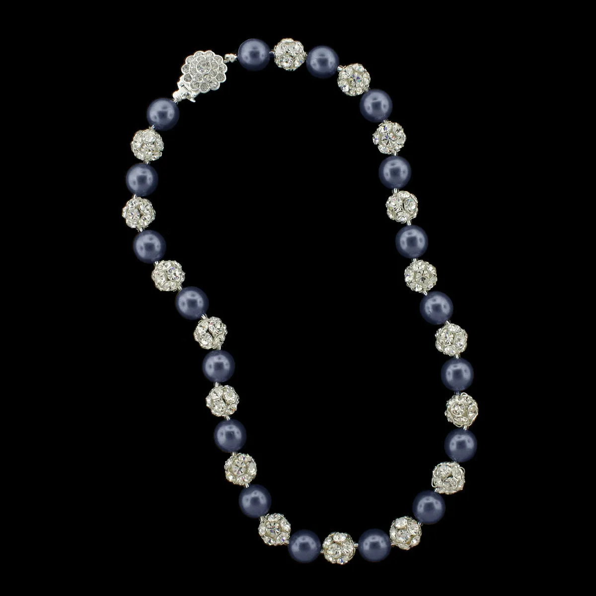 10mm Pearl & Rhinestone Bead Necklace