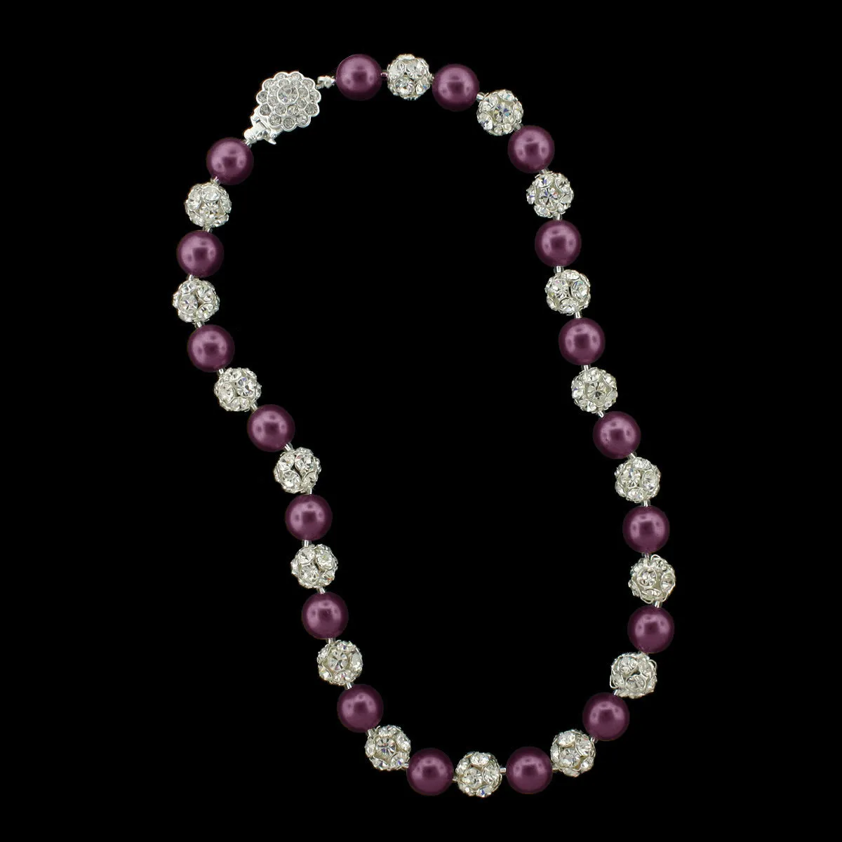 10mm Pearl & Rhinestone Bead Necklace