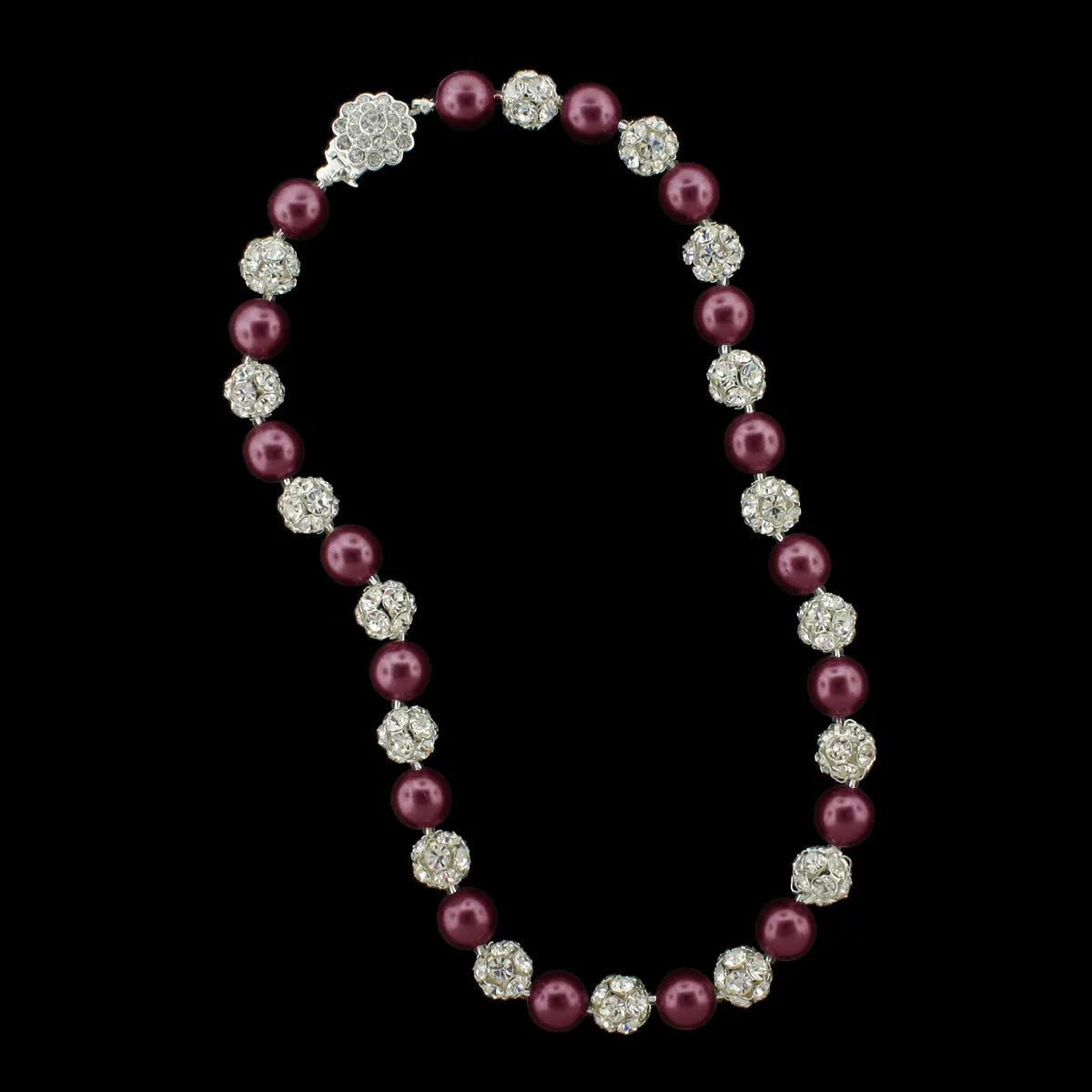 10mm Pearl & Rhinestone Bead Necklace