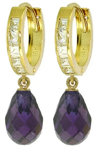 11.1 Carat 14K Solid Yellow Gold Countess Purple Zirconia Earrings