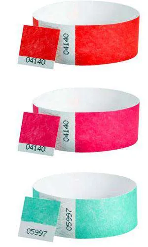 Numbered, 3/4-Inch Tyvek Wristbands with Removable Stubs