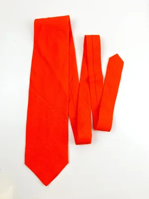 90s Deadstock Silk Necktie, Men's Vintage Solid Orange Textured Tie, NOS