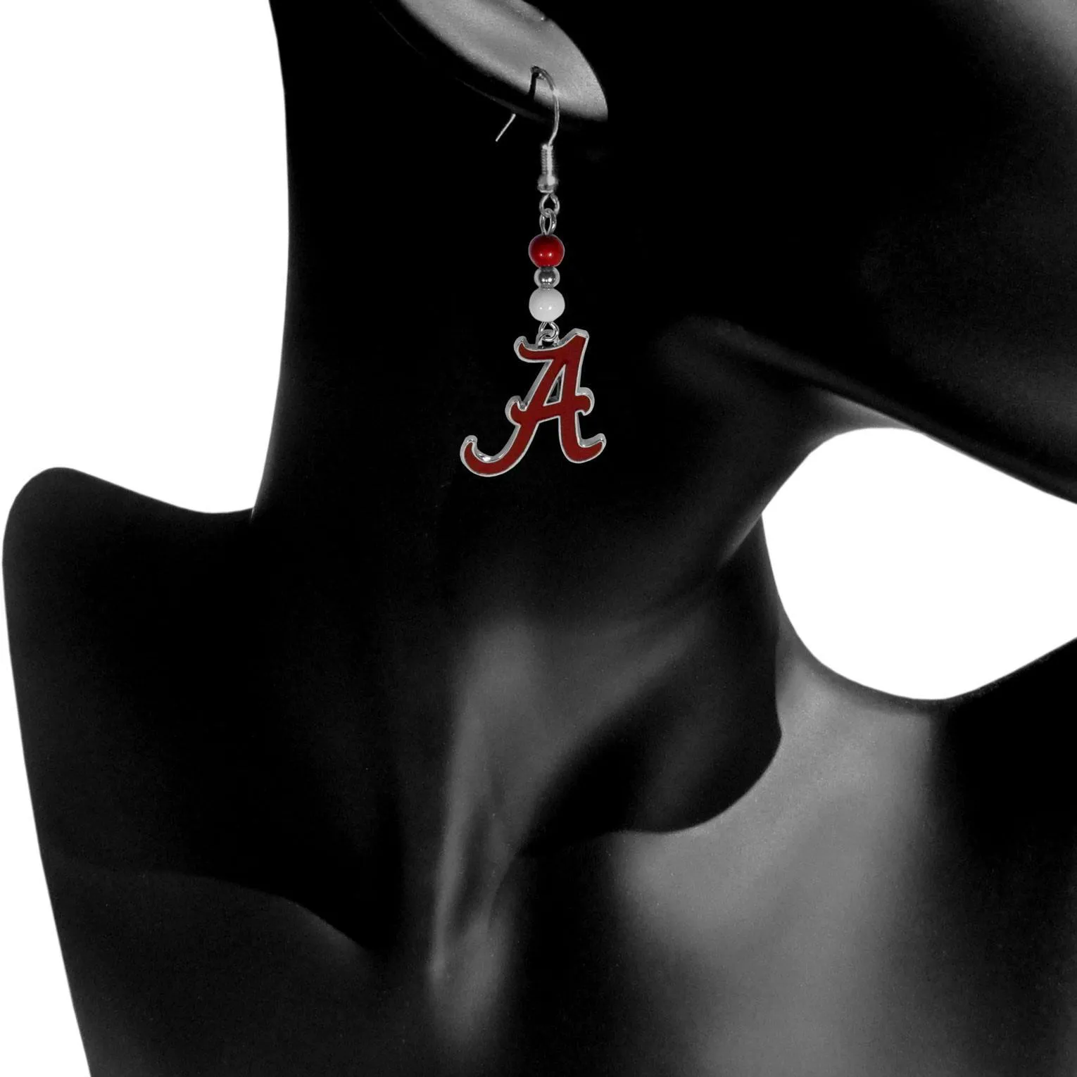Alabama Crimson Tide Fan Bead Dangle Earrings