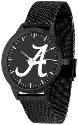 Alabama Crimson Tide Statement Mesh Band Unisex Watch - Black - Black Dial