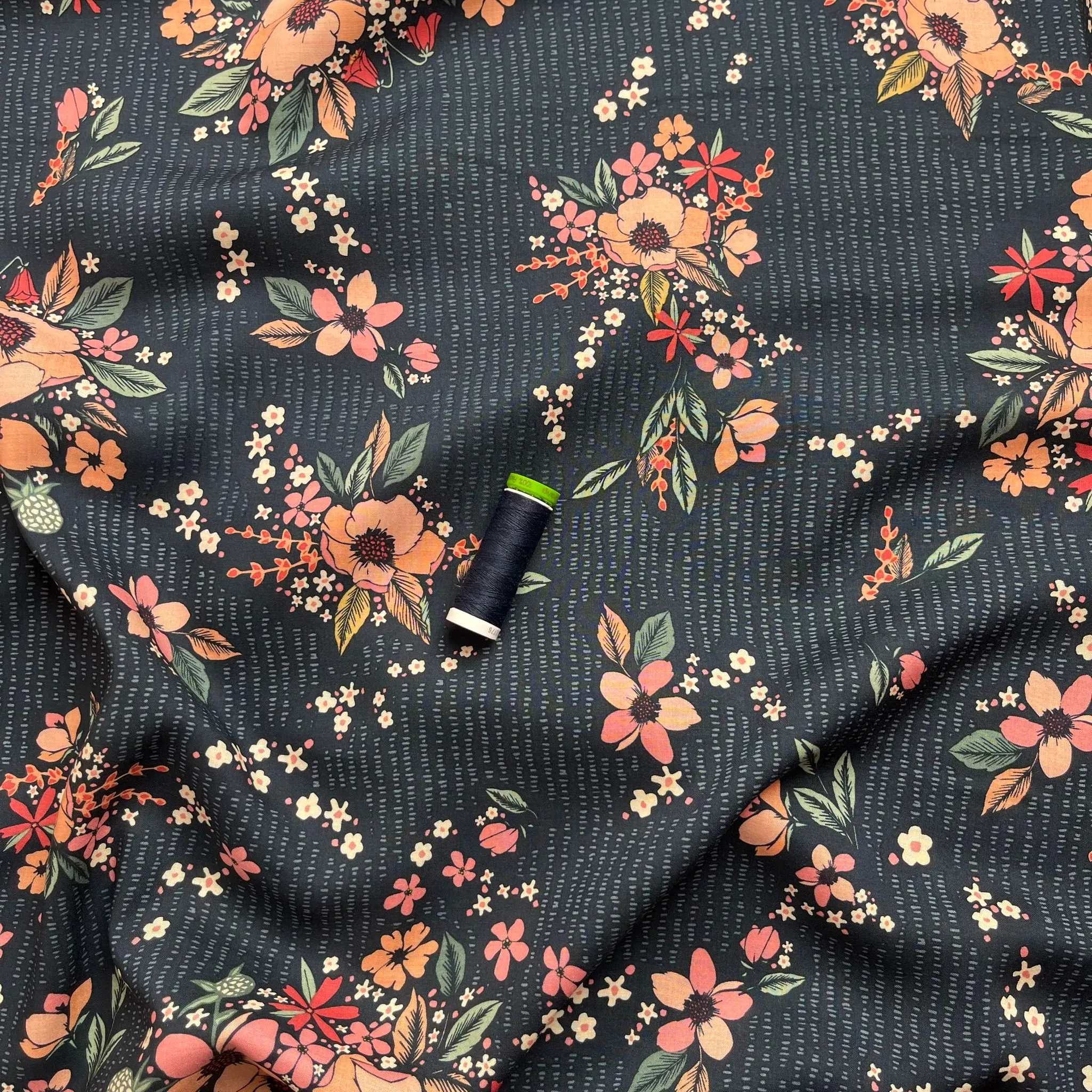 Art Gallery Fabrics - Floral Keepsakes Night Rayon from Woodland Keeper