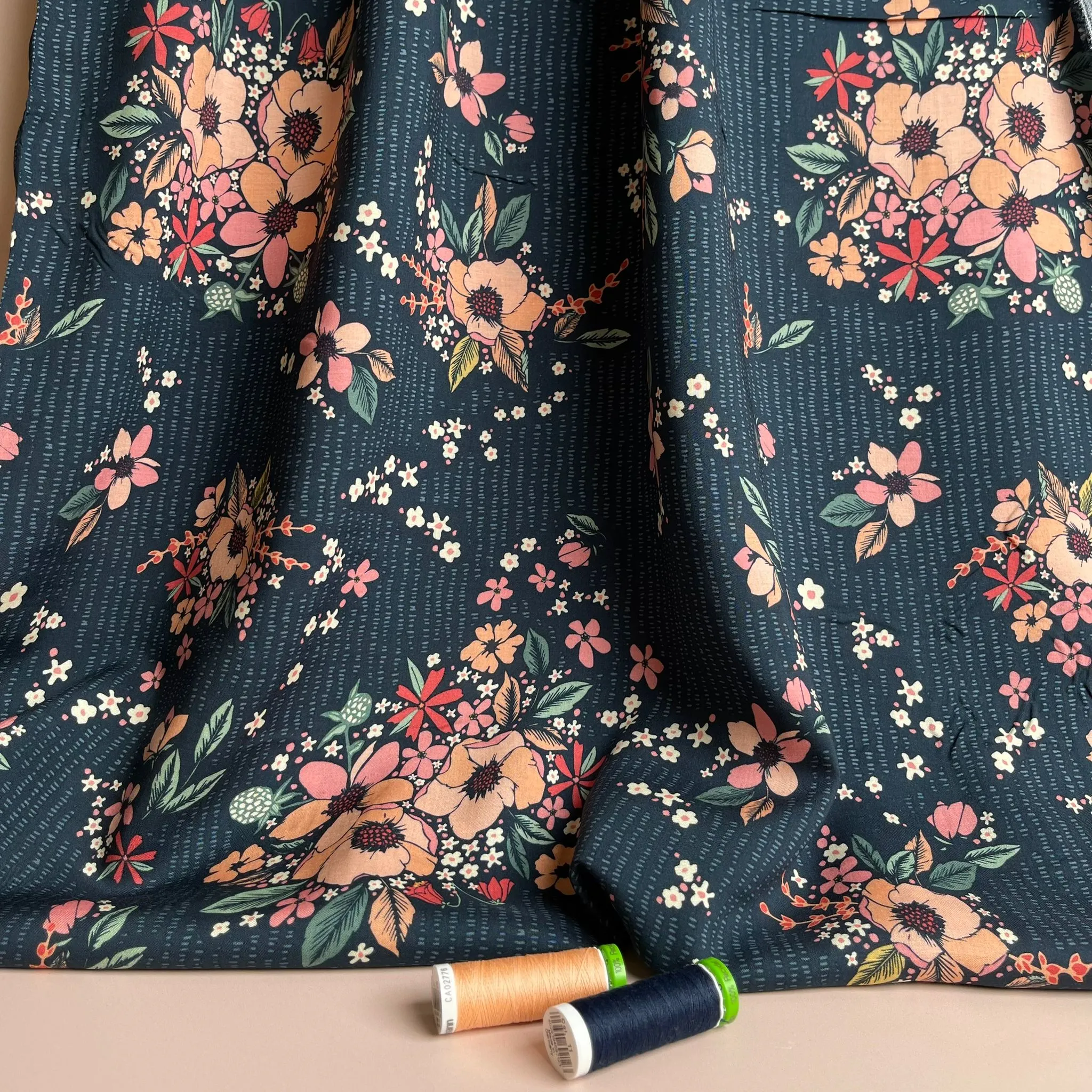 Art Gallery Fabrics - Floral Keepsakes Night Rayon from Woodland Keeper