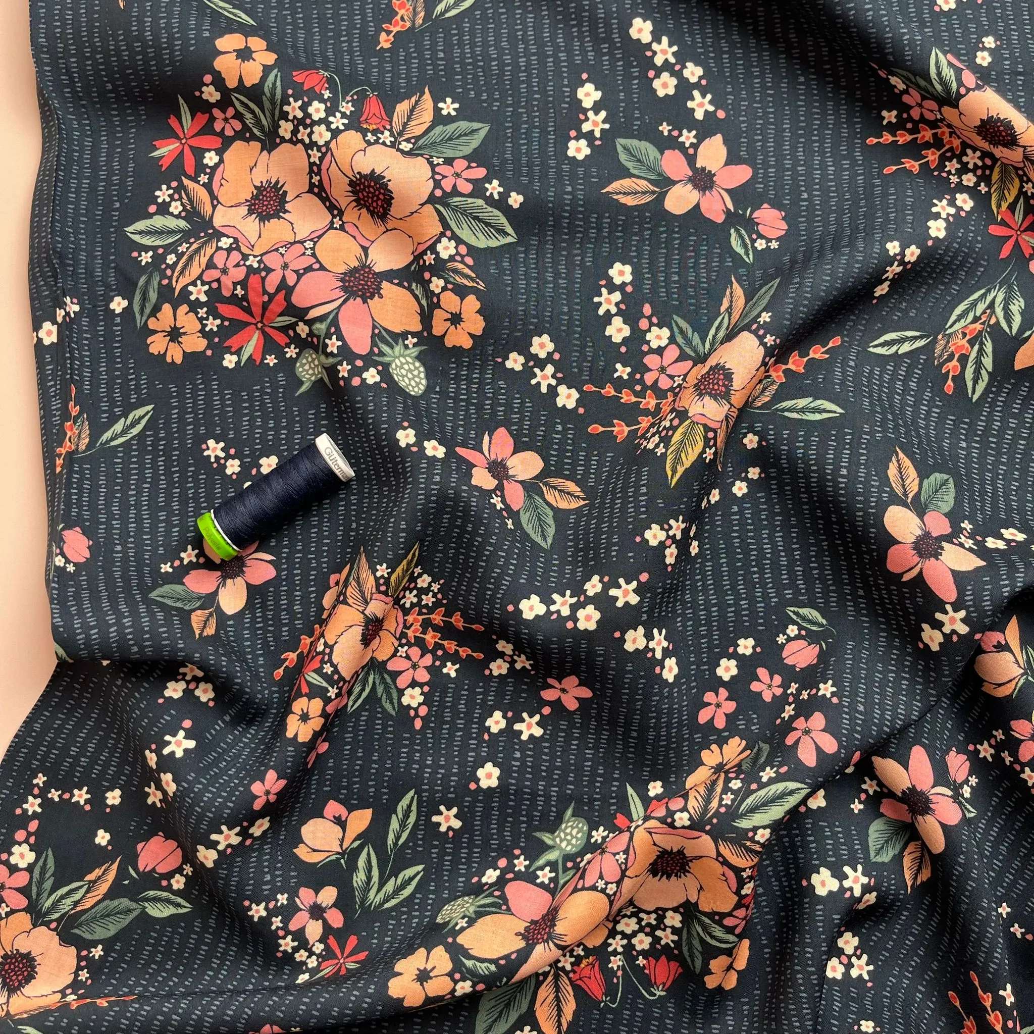 Art Gallery Fabrics - Floral Keepsakes Night Rayon from Woodland Keeper