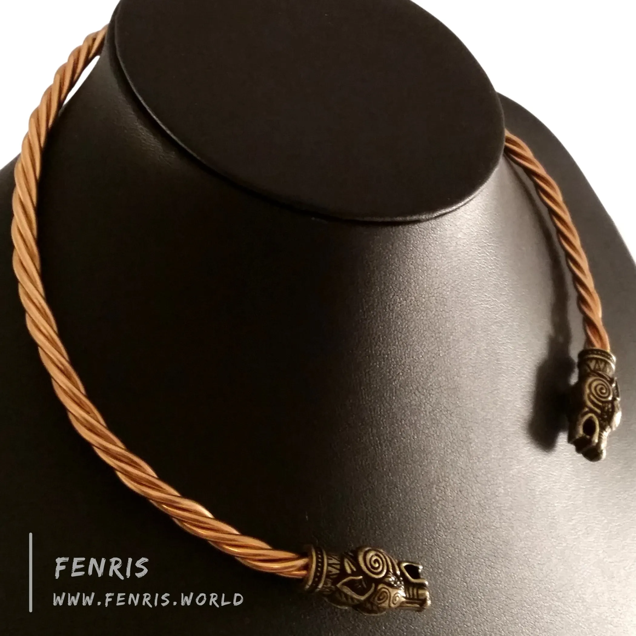 Bronze Torc Wolf Heads | Fenris