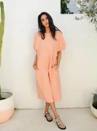 Cece Dress Gingham Tangerine