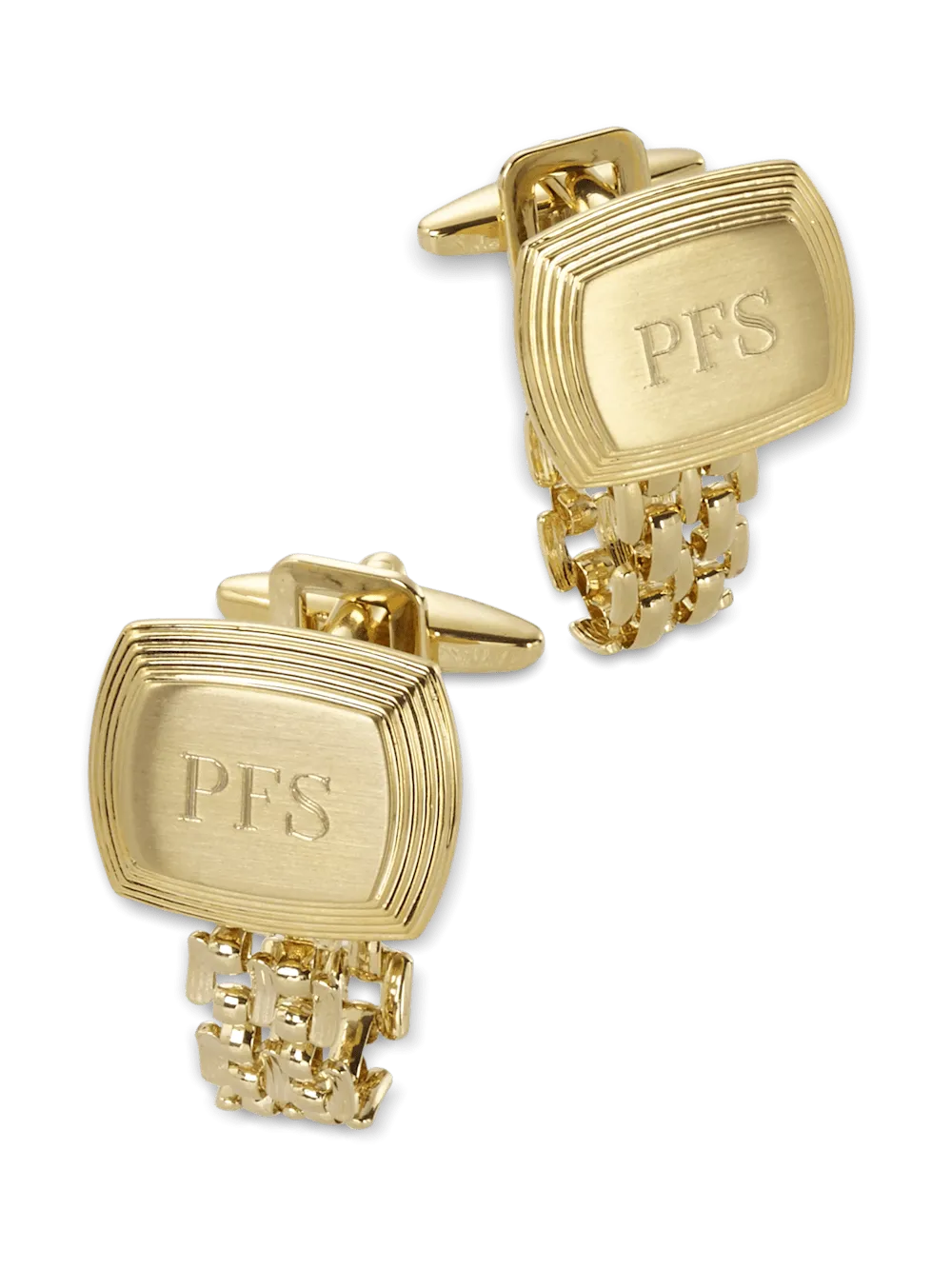 Chain Wrap Engravable Cufflinks - Gold