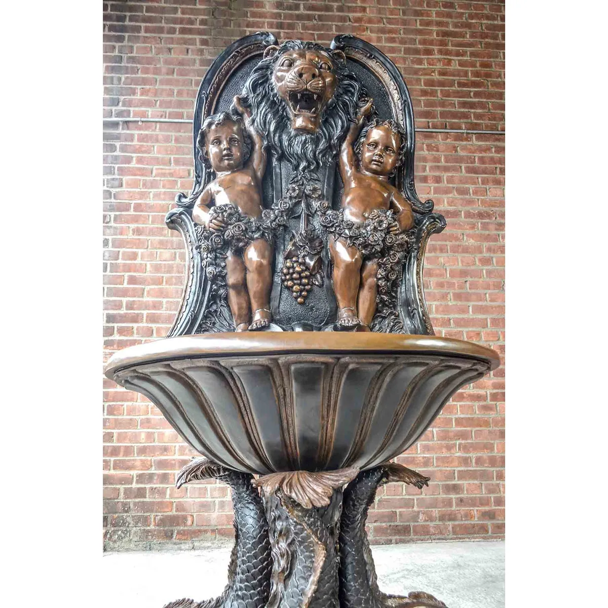 Cherub Wall Fountain with Lion Head