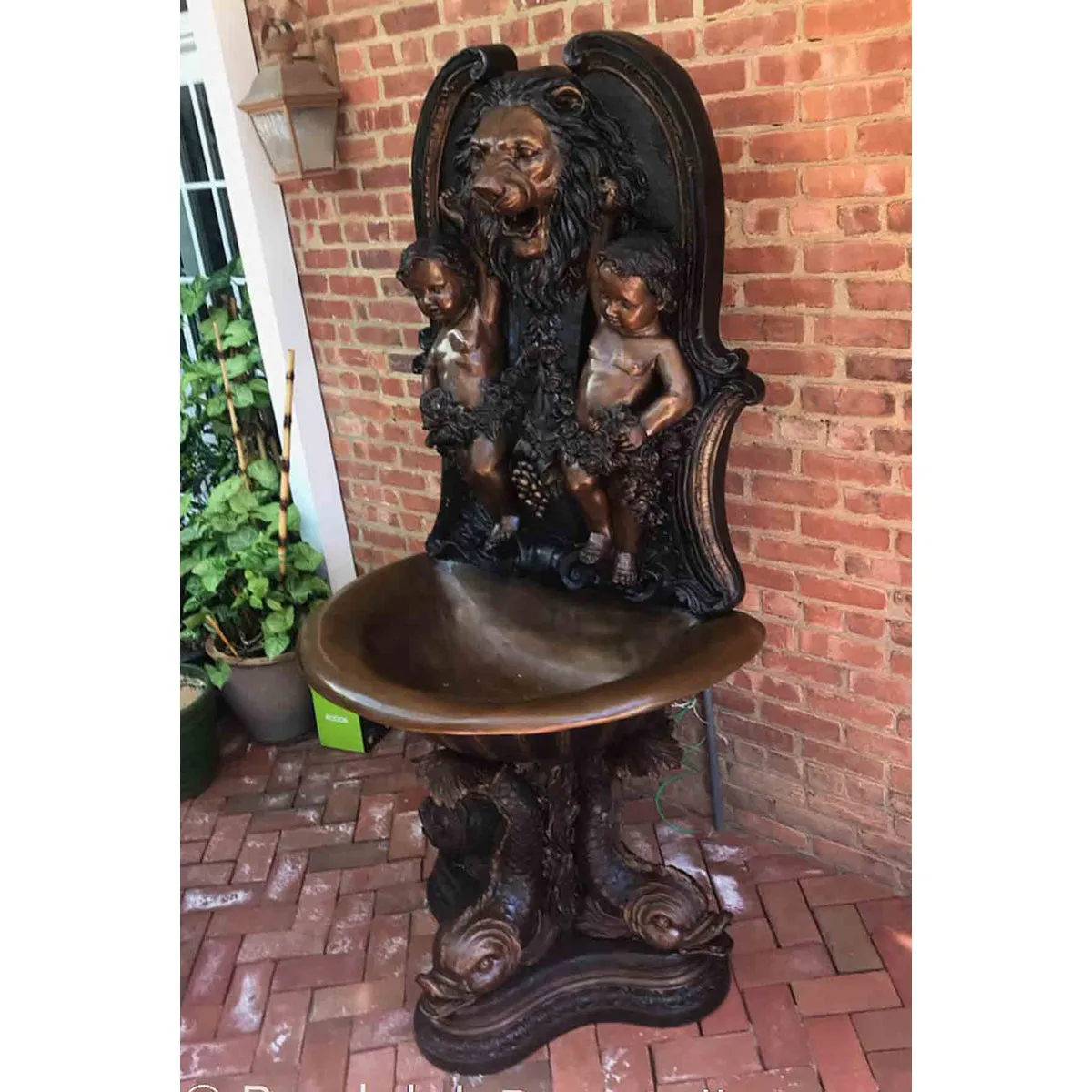 Cherub Wall Fountain with Lion Head