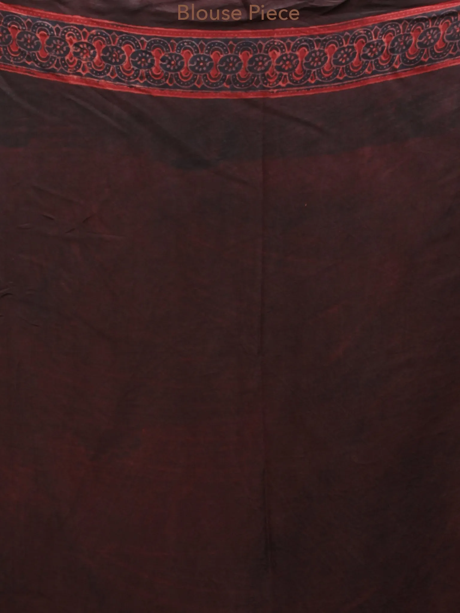 Crimson Red Black Ajrakh Hand Block Printed Modal Silk Saree - S031704150