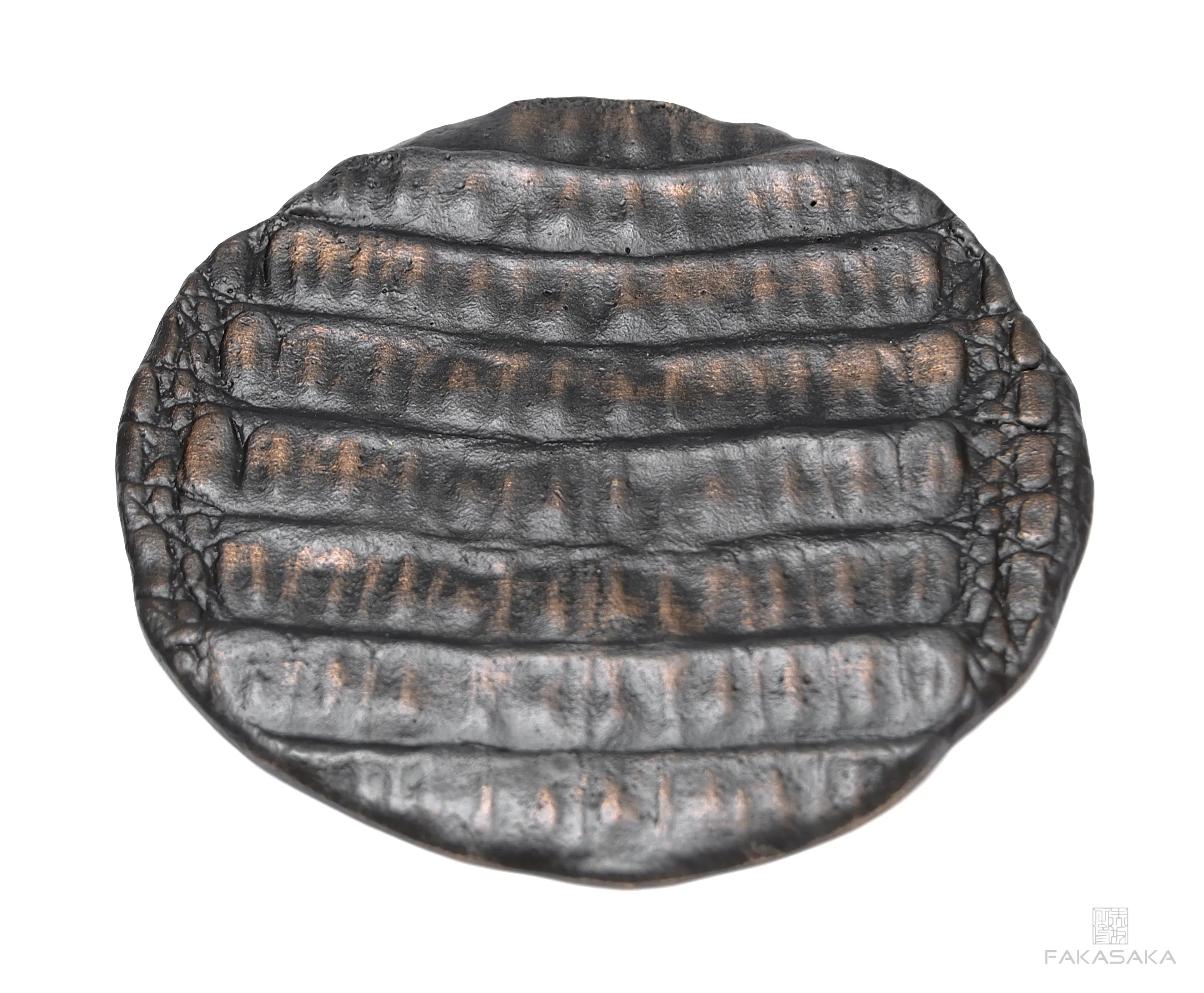 CROCODILE COASTER 1<br><br>CUP COASTER  / BOTTLE COASTER  / CANDLE TRAY / SMALL TRAY<br><br>BLACKBROWN BRONZE
