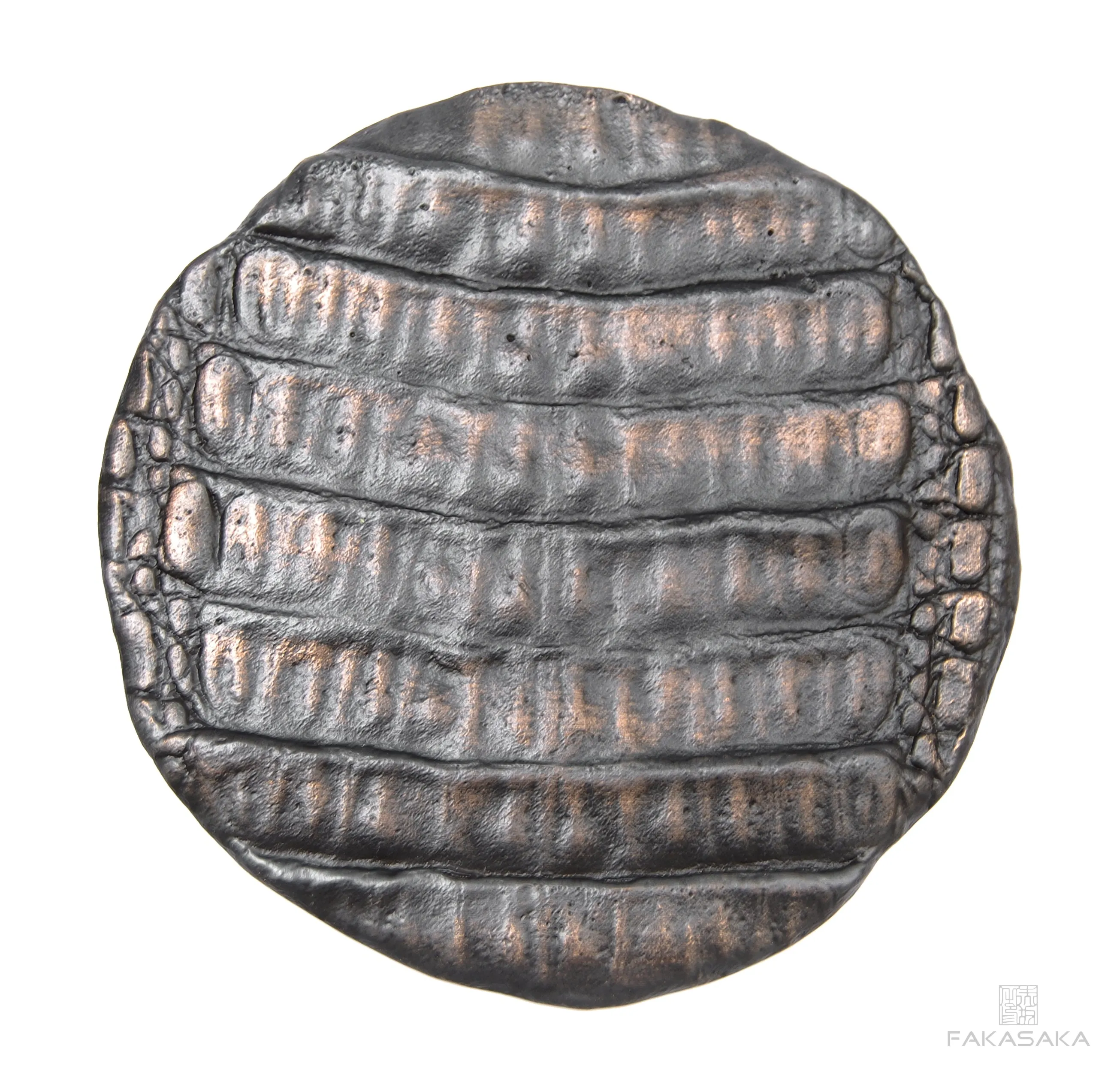 CROCODILE COASTER 1<br><br>CUP COASTER  / BOTTLE COASTER  / CANDLE TRAY / SMALL TRAY<br><br>BLACKBROWN BRONZE