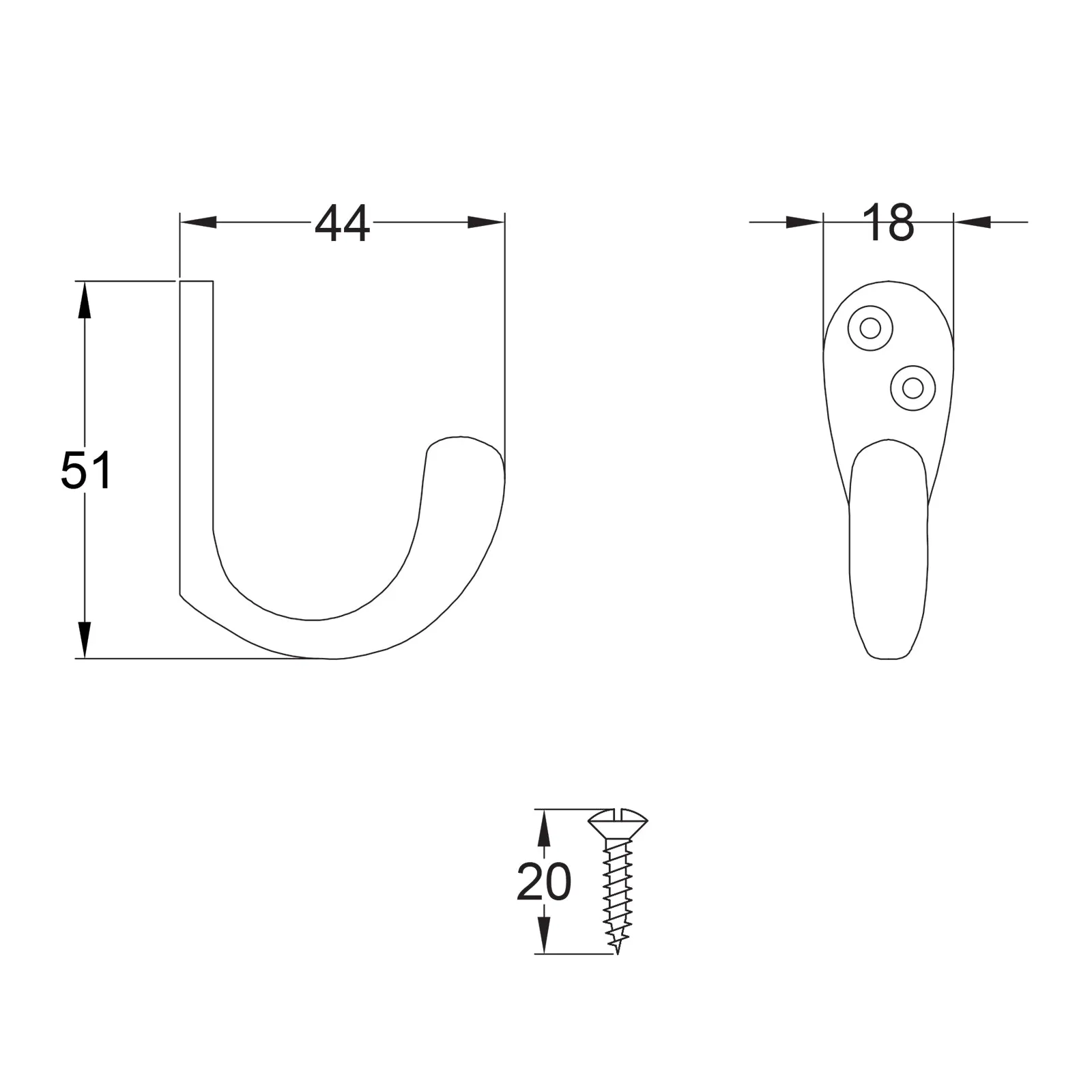 Curved Single Robe Hook