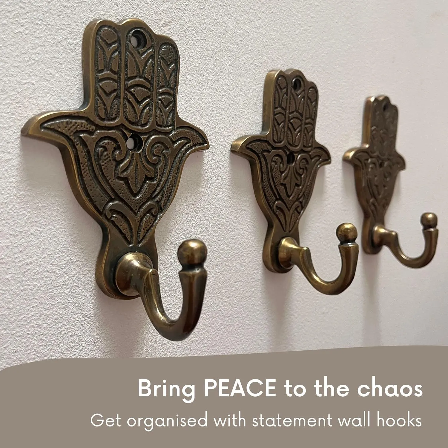 Decorative Hooks Boho Wall Hooks Brass Coat Hooks Set 3