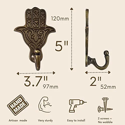 Decorative Hooks Boho Wall Hooks Brass Coat Hooks Set 3
