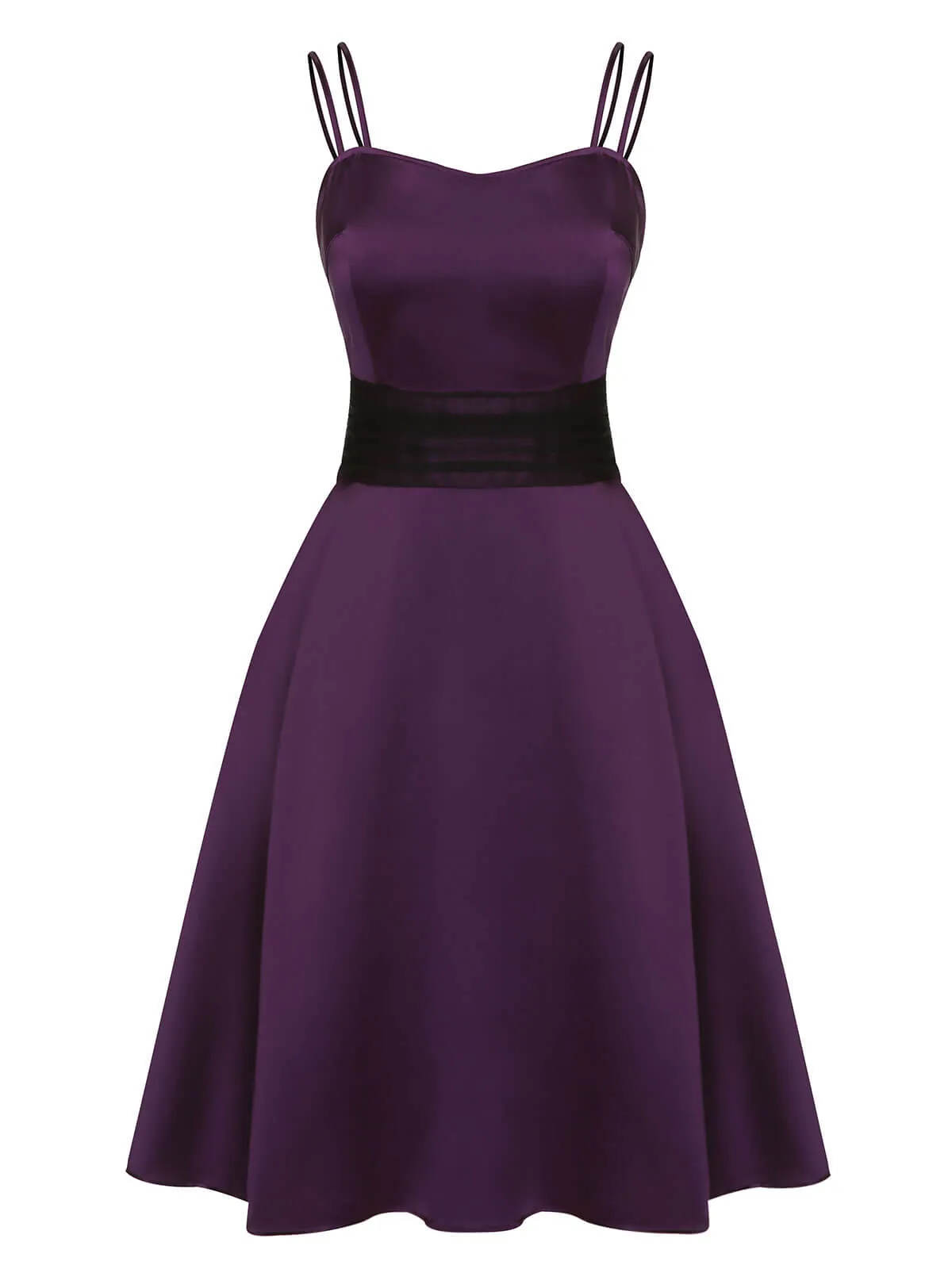 Deep Purple 1950s Halloween Solid Strap Dress
