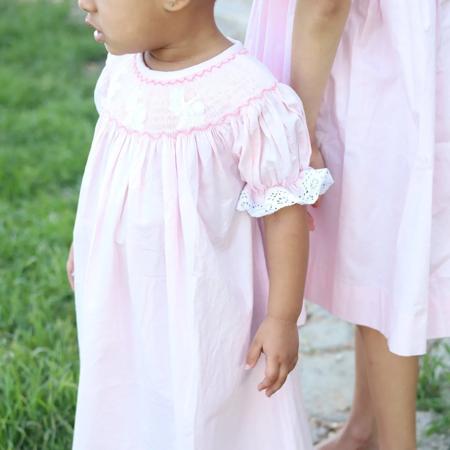 Easter Bunny Smocked Dress in pink