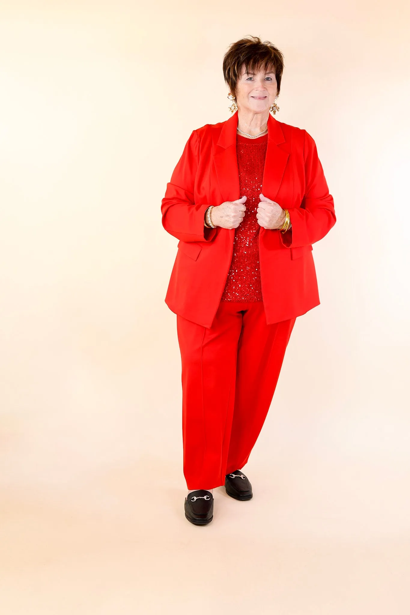 Elegant Ensemble Blazer in Scarlet Red