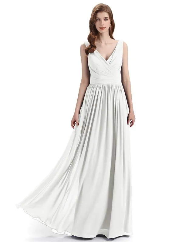 Elegant V-neck Floor Lenght Bridesmaid Dresses