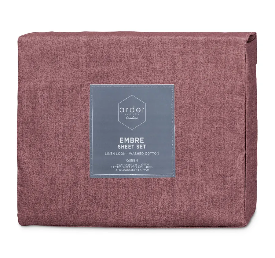 Embre Washed Cotton Sheet Set Range Plum