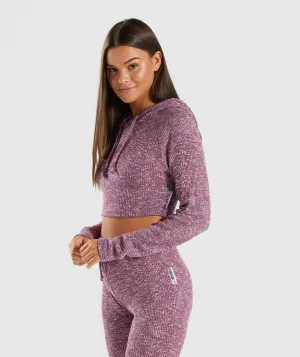 Gymshark Slounge Cropped Hoodie - Deep Plum Marl