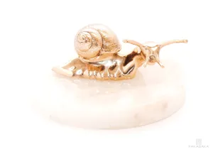 L' ESCARGOT DROITE<br><br>SCULPTURE / PAPER WEIGHT<br><br>POLISHED BRONZE<br>ONYX BASE