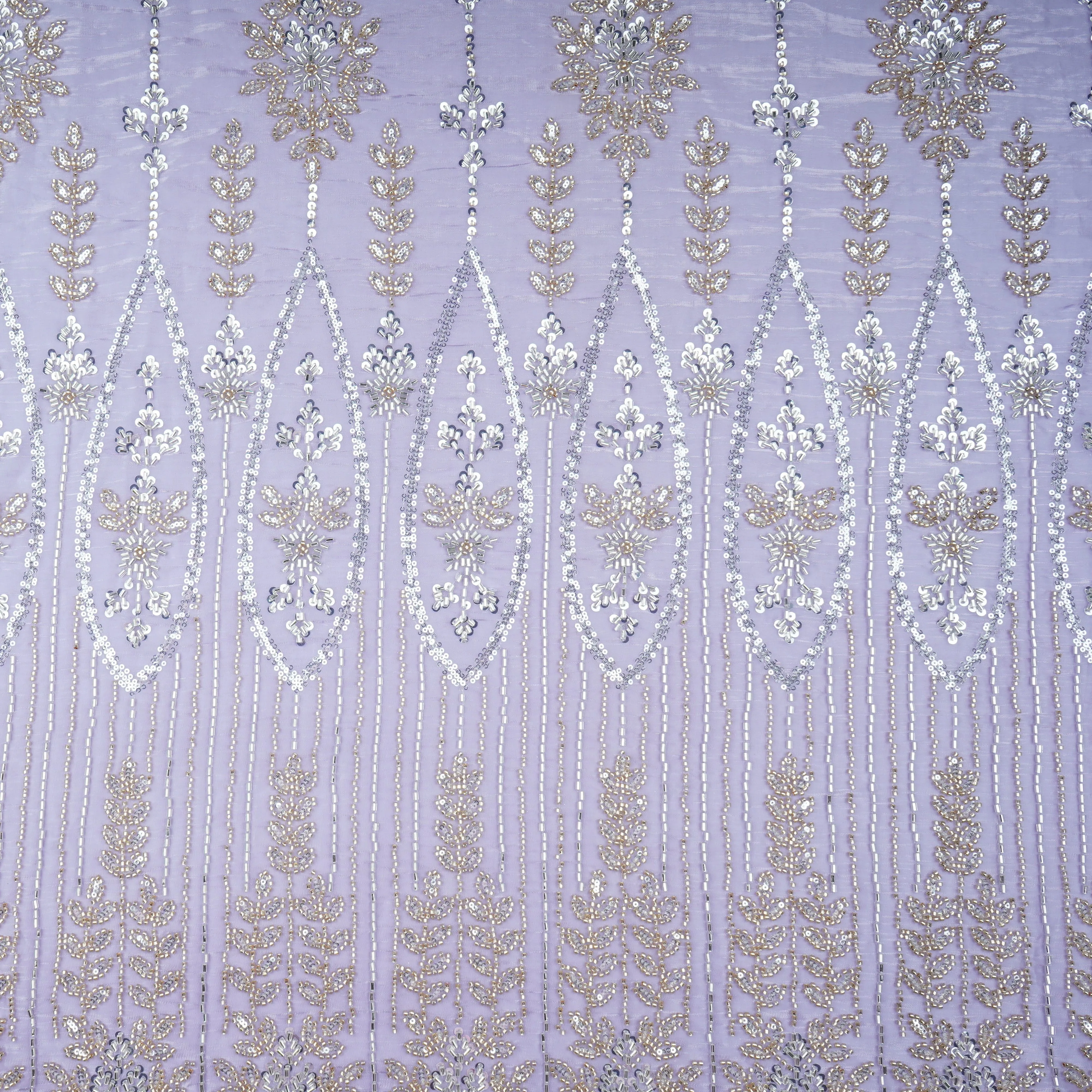 Lavender Cutdana & Sequins Embroidery Organza Fabric 21094