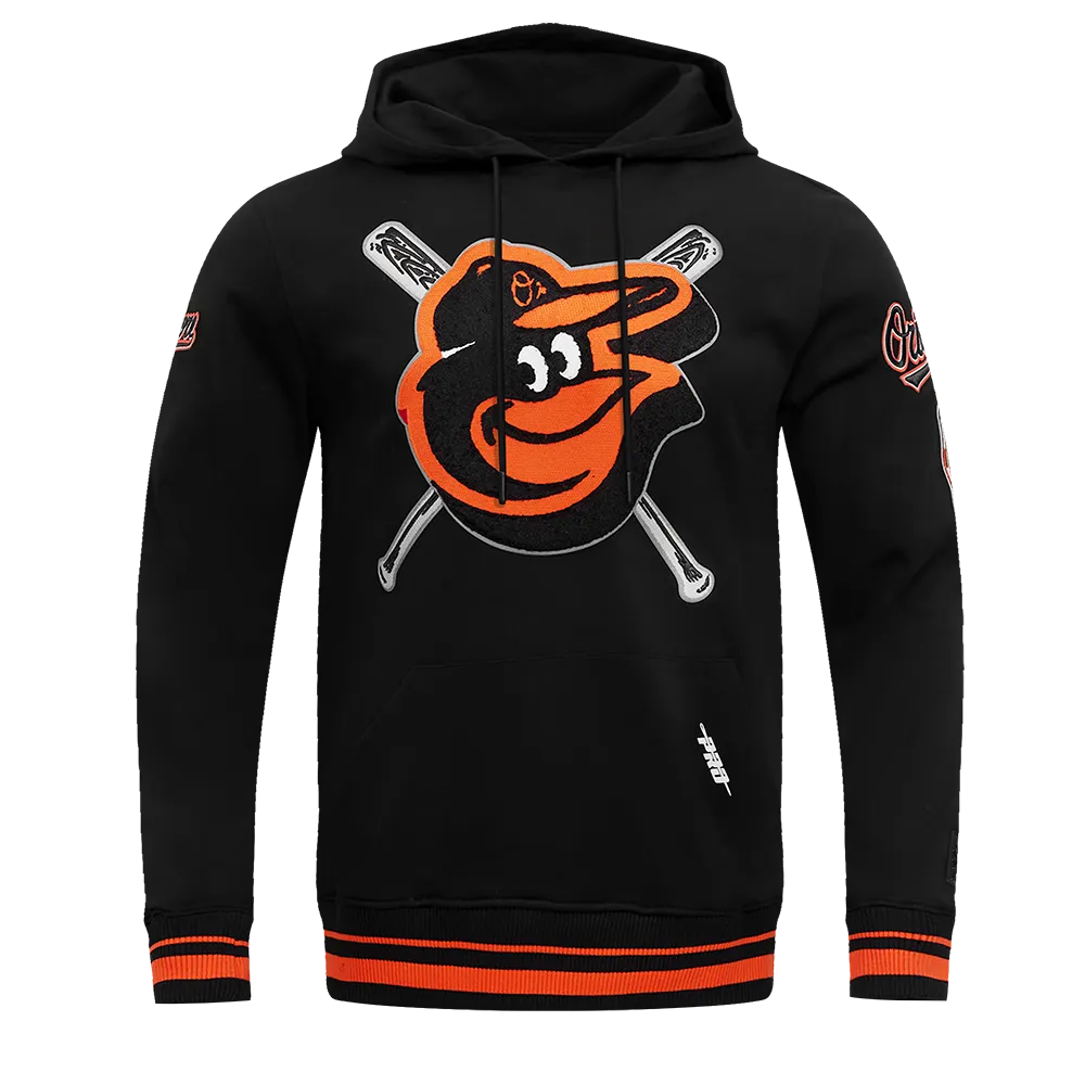 MLB BALTIMORE ORIOLES MASHUP MEN'S RIB PO HOODIE (BLACK/ORANGE)