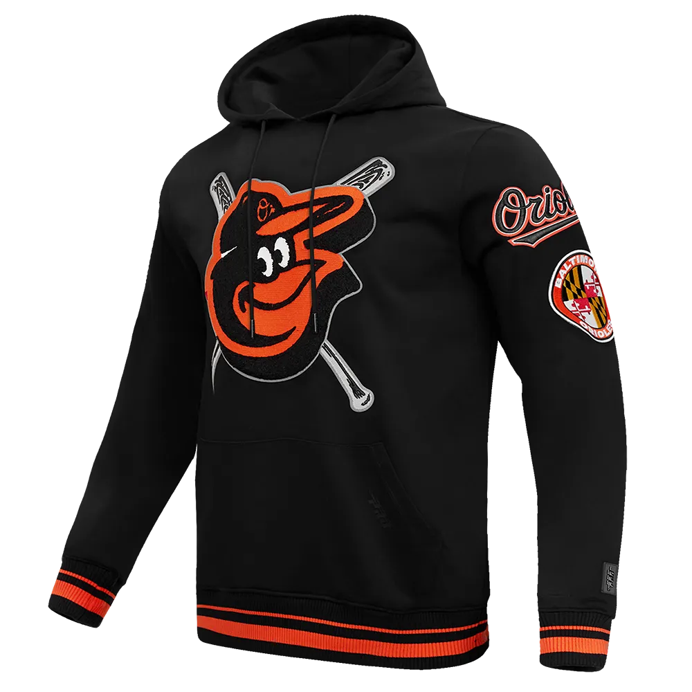 MLB BALTIMORE ORIOLES MASHUP MEN'S RIB PO HOODIE (BLACK/ORANGE)