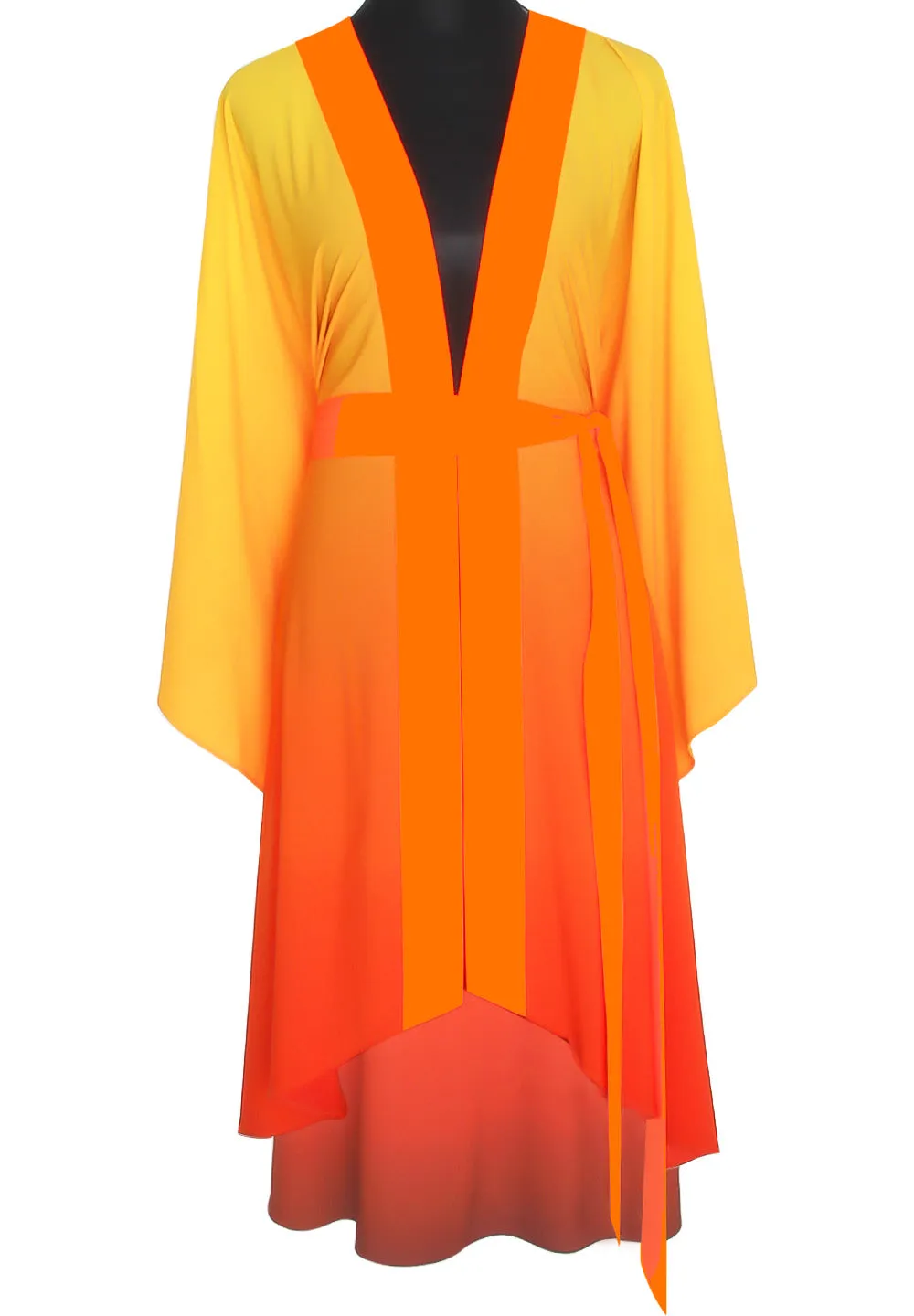 Monochrome Ombre - Fire Kimono Butterfly (Neon Orange) - Long