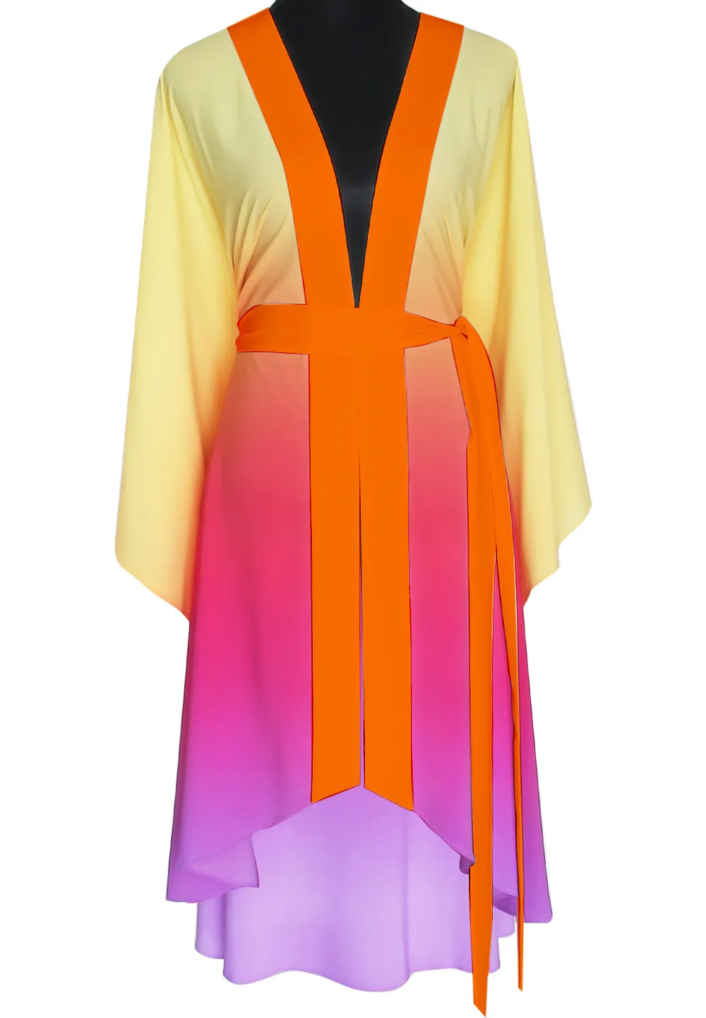 Monochrome Ombre - Love Kimono Skull (Neon Orange) - Long