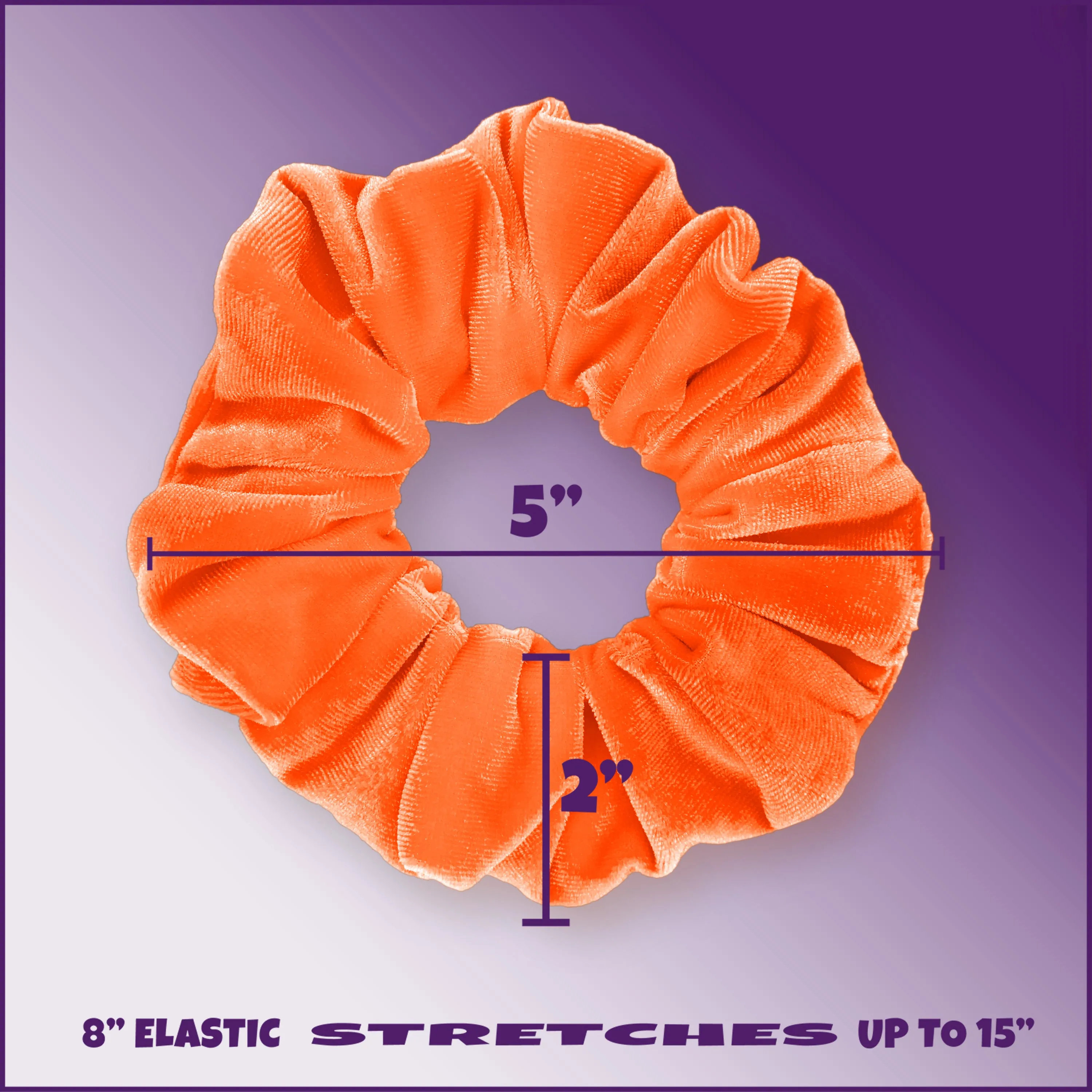 Plush Velvet Scrunchie Available in 3 Sizes Made in the USA Tangerine
