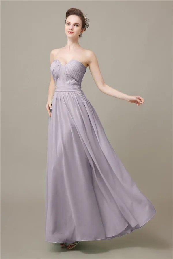 Pretty Strapless Chiffon A-line Floor-Length Bridesmaid Dresses