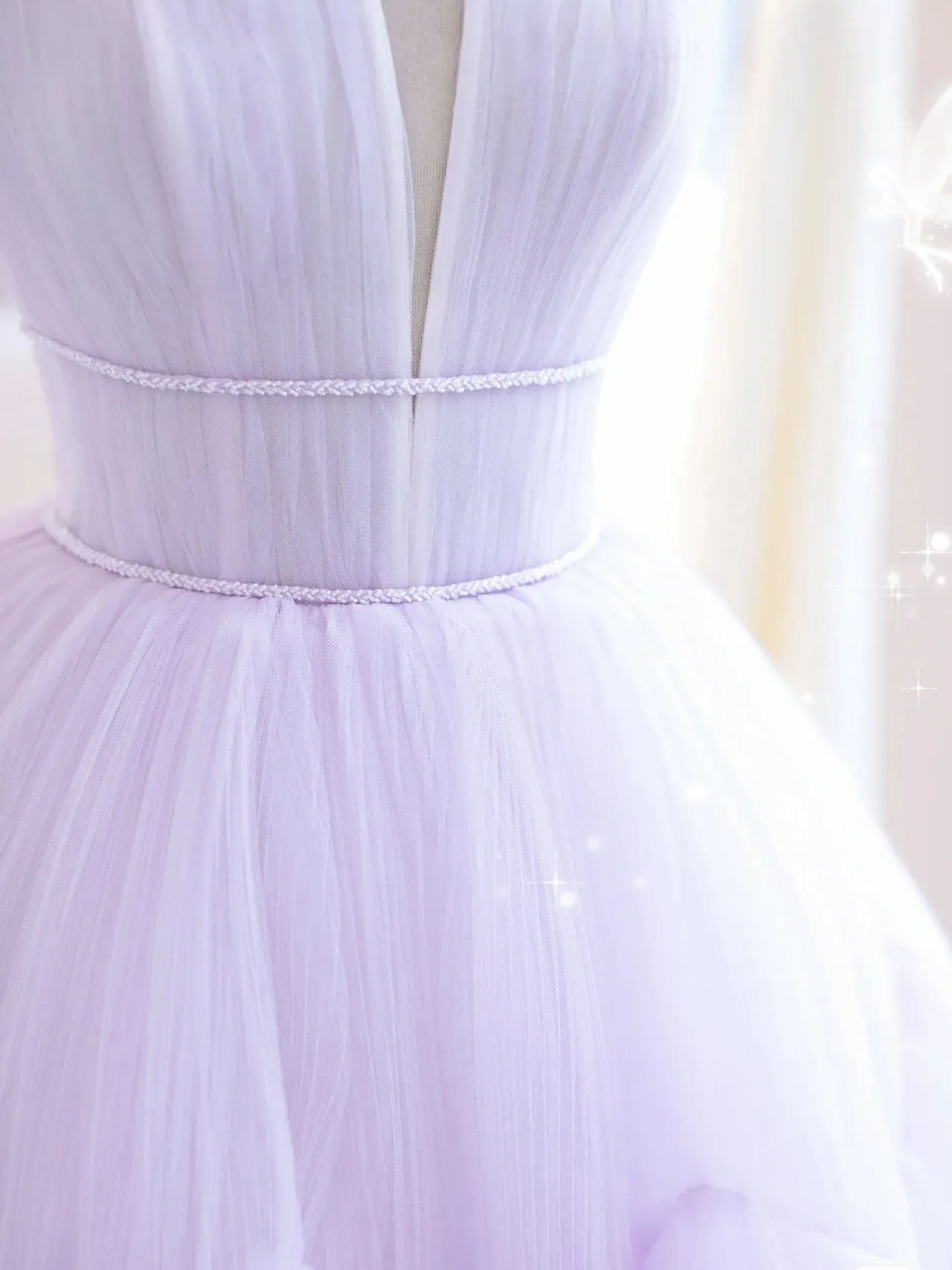 Purple A line Tulle Long Prom Dresses, Purple Evening Graduation Dresses