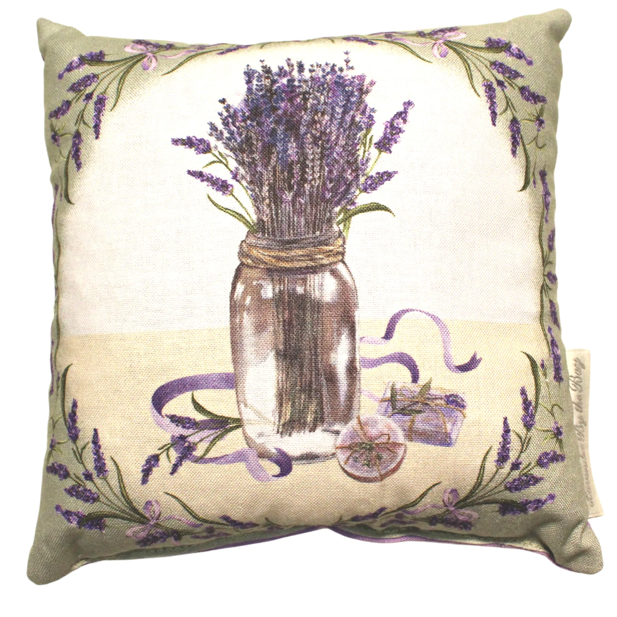 Sachets With Embroidered Lavender Bunches In A Basket