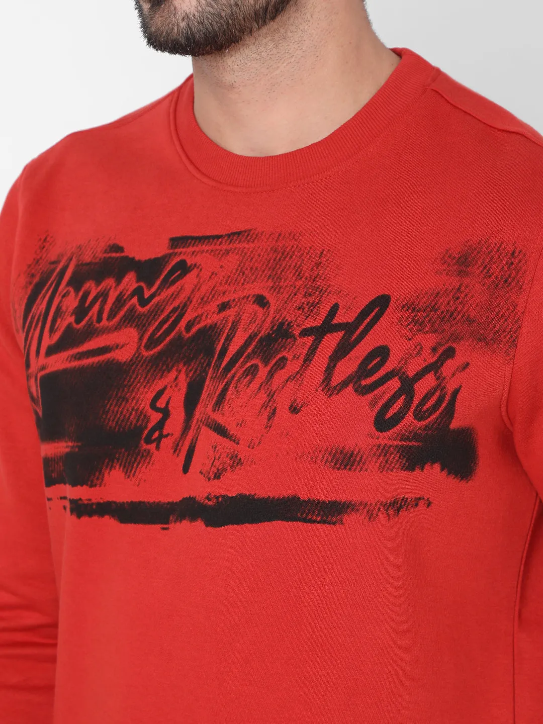 Spykar Orange Cotton Sweatshirt For Men