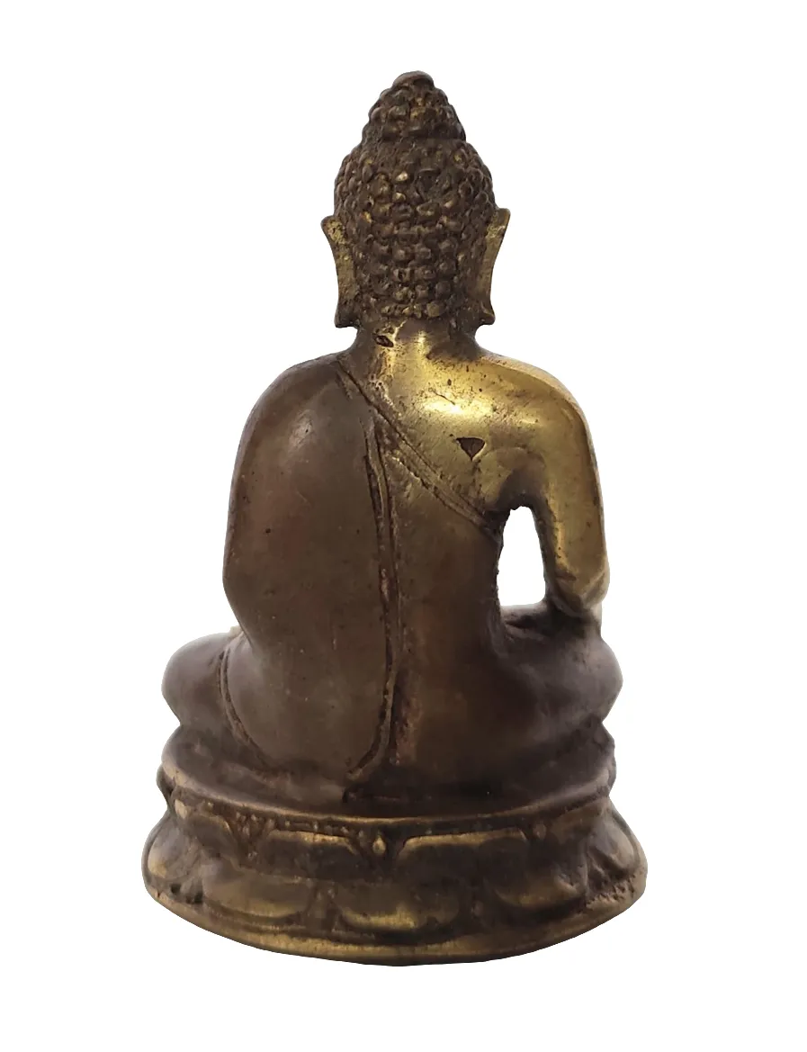 Table Decor. Meditating Bronze Buddha sculpture in Earth Touching Posture.