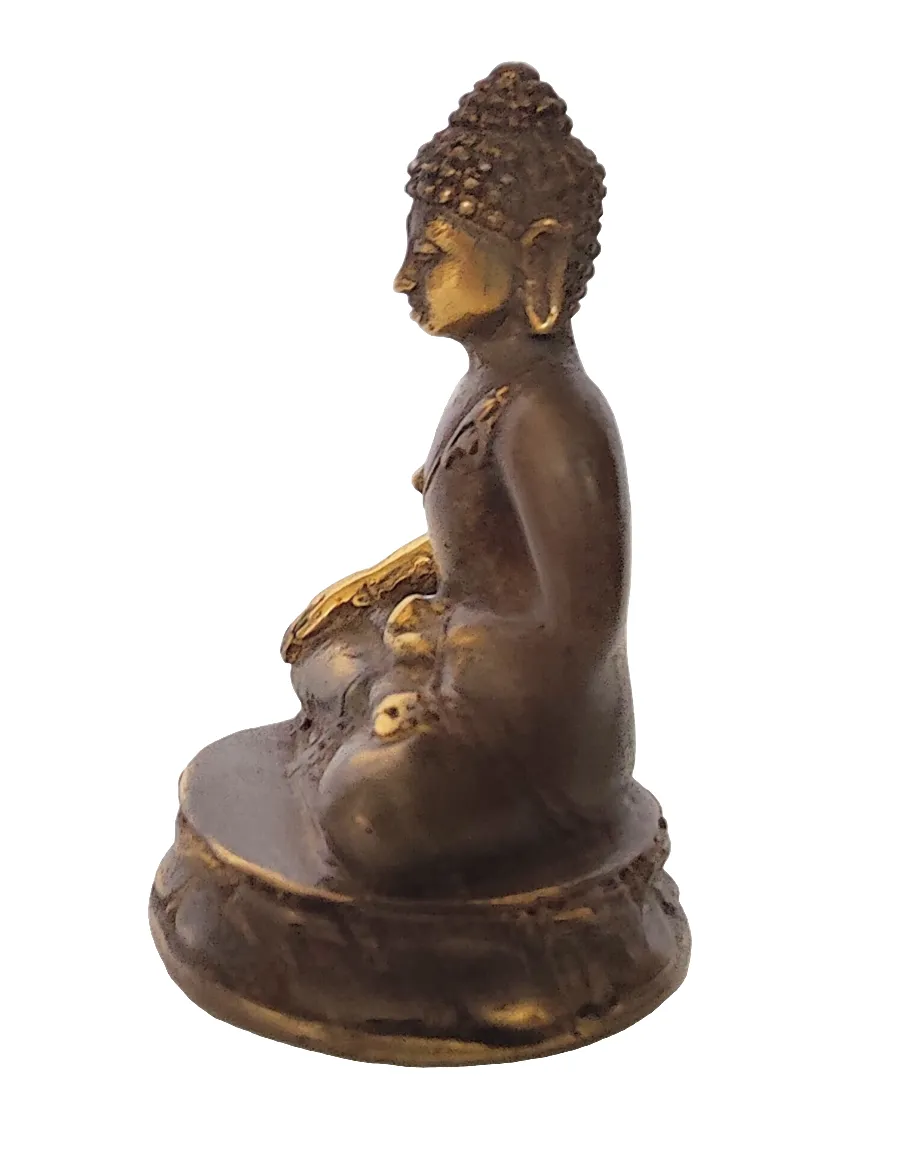 Table Decor. Meditating Bronze Buddha sculpture in Earth Touching Posture.