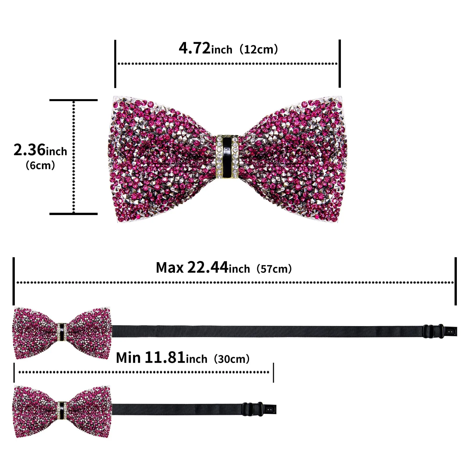 Ties2you Imitated Crystal Bowtie Deep Purple Silver Rhinestones Men's Pre Tied Bow Ties For Party Dresses