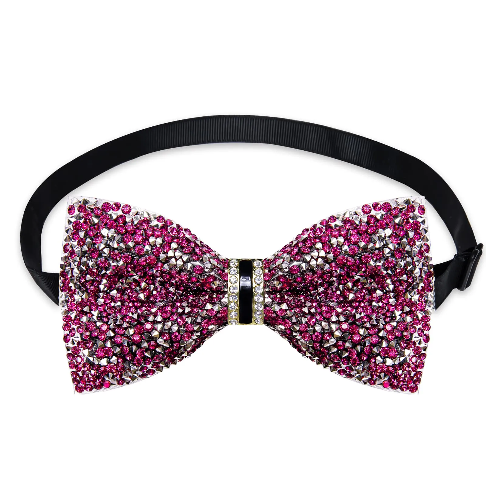 Ties2you Imitated Crystal Bowtie Deep Purple Silver Rhinestones Men's Pre Tied Bow Ties For Party Dresses