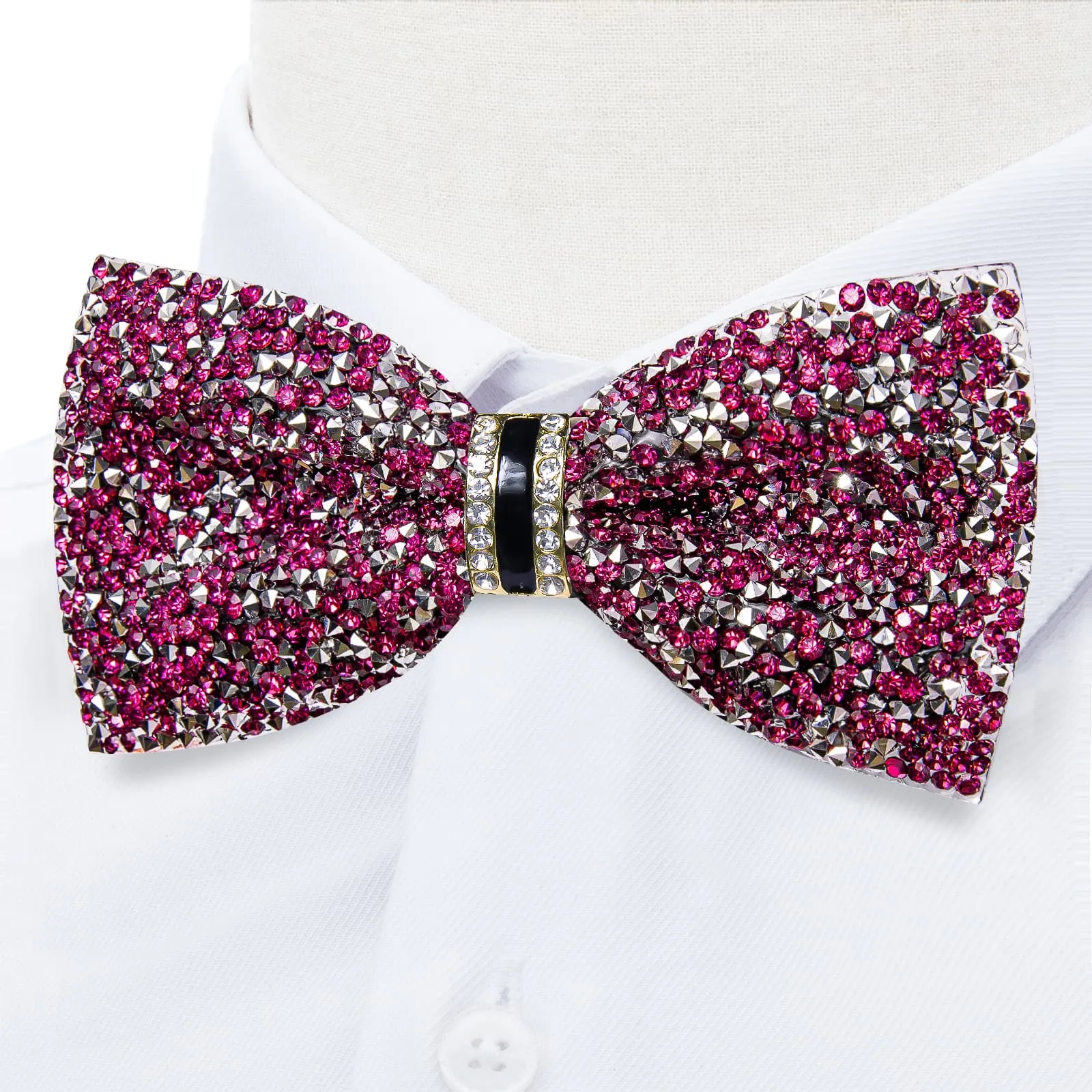 Ties2you Imitated Crystal Bowtie Deep Purple Silver Rhinestones Men's Pre Tied Bow Ties For Party Dresses
