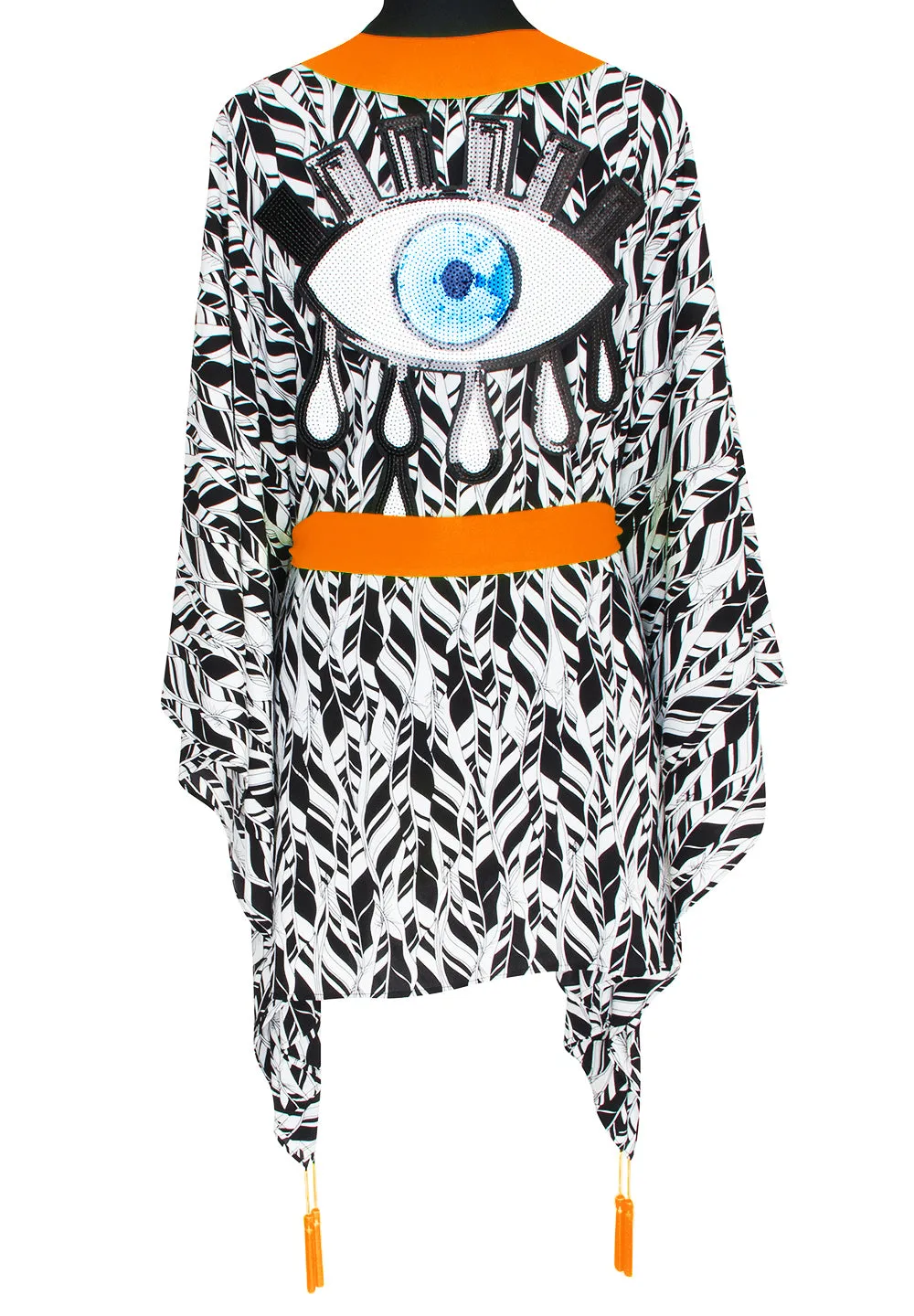 Tulum – Feathers Kimono Evil Eye (Neon Orange)