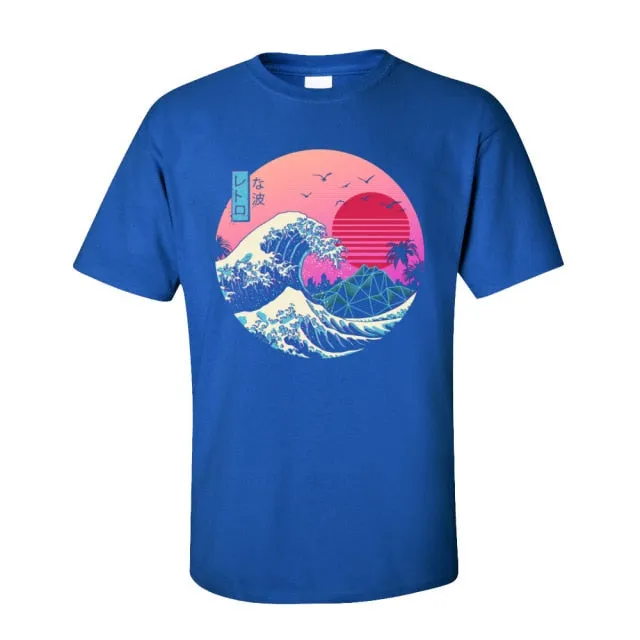 Vaporwave Graphic Tshirt Men Basic T-shirts O Neck Short Sleeve Cotton The Great Retro Wave Tops T Shirt 80s T-shirts Japan