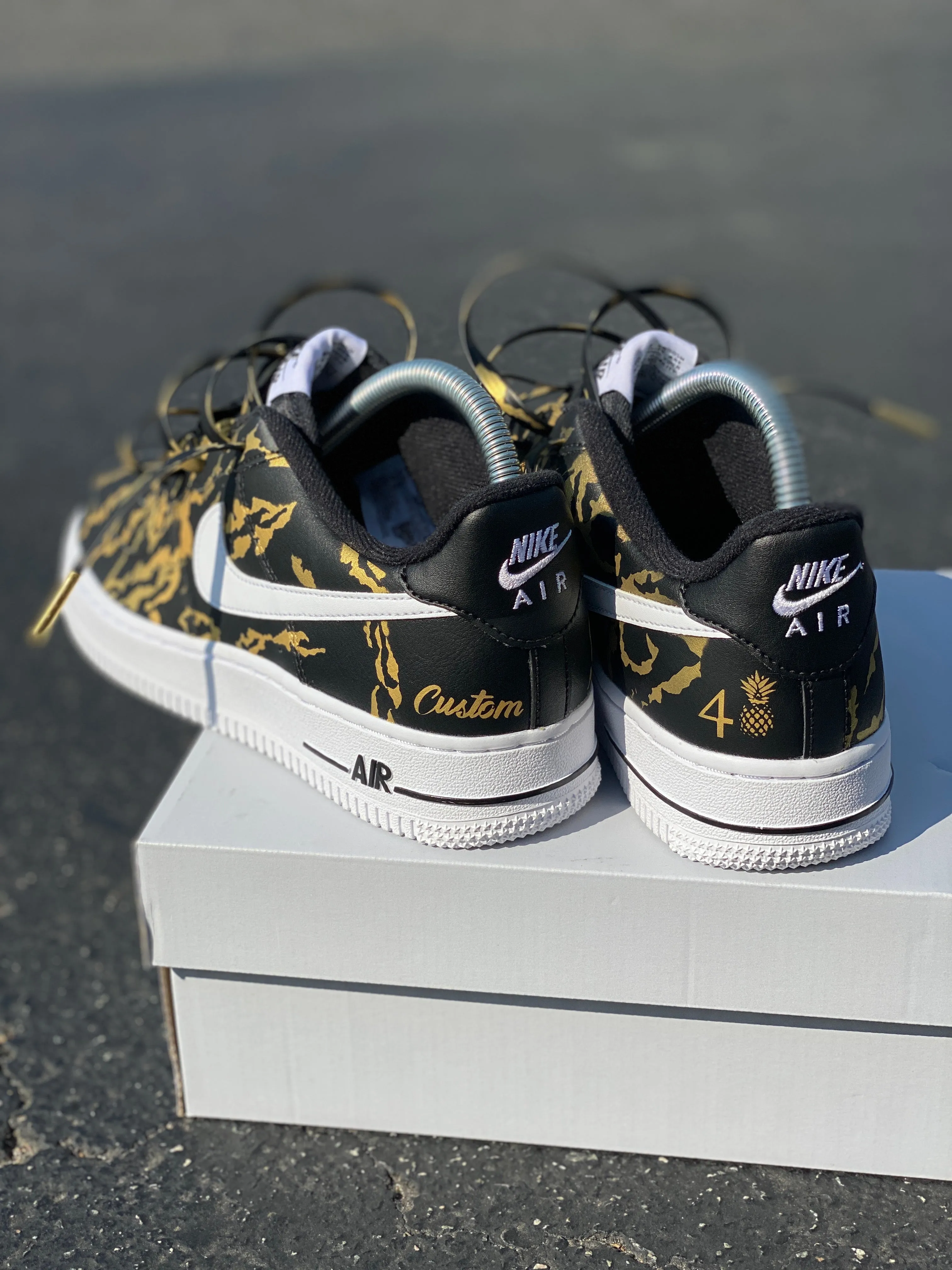 Women's size 7 Black Nike AF1 Low - Custom Order - Black Marble - Invoice 2