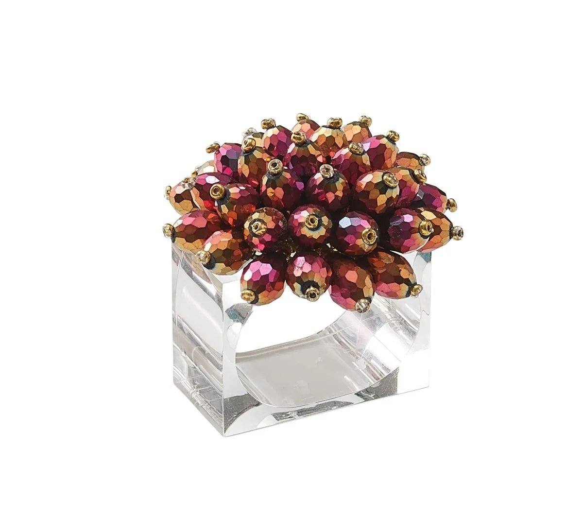 Zinnia Napkin Ring in Plum & Gold Set of 4 by Kim Seybert